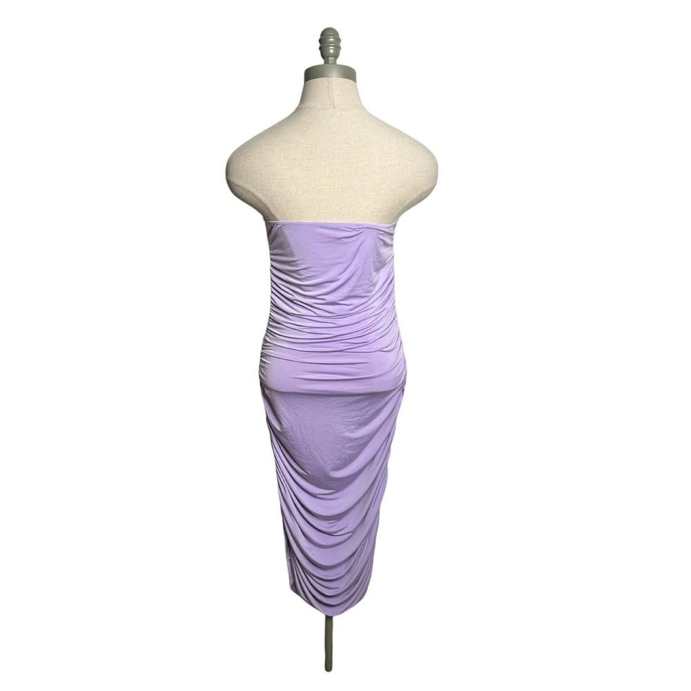 Sincerely Jules Lavender Purple Midi Ruched Bodycon Strapless Dress Size XL - Picture 6 of 10